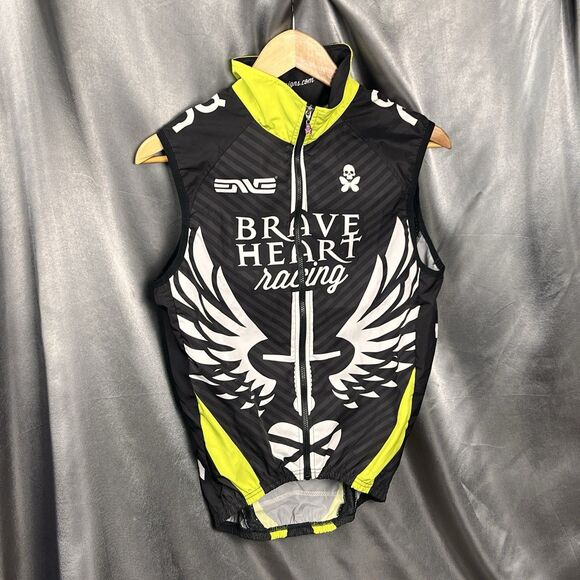 Betty Designs Braveheart Skull Wind Vest Small Full Zip Jersey Black Cycling NEW - Picture 2 of 13
